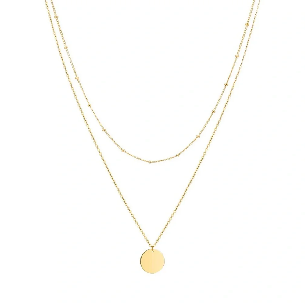 14k Dainty Layered Pendant Necklace